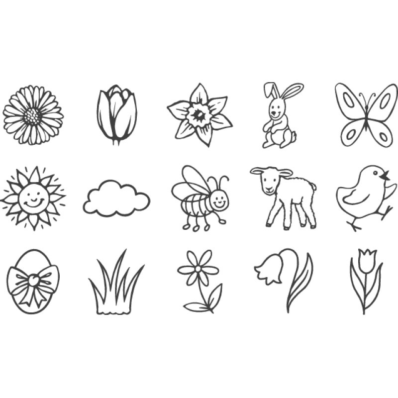 HEYDA Kit de tampons à motif "printemps", boite ronde