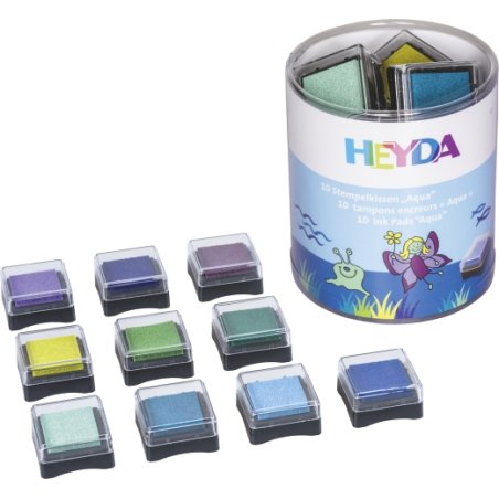 HEYDA Set de tampons encreurs "Aqua", 10 tampons encreurs