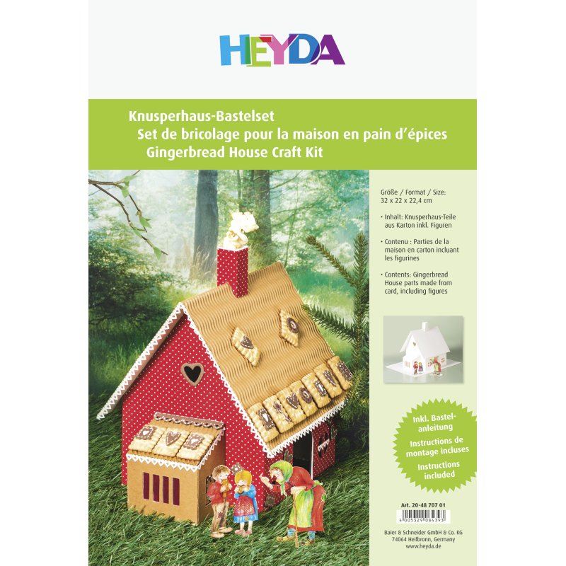 HEYDA Kit creatif pour maison en pain d'epices A4 carton blanc, figurines colorees