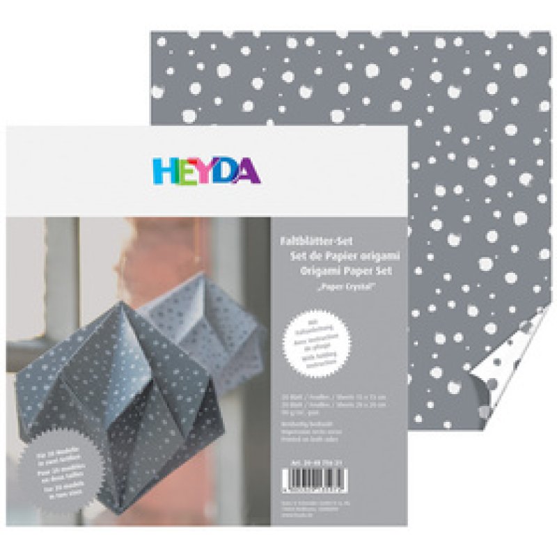 HEYDA Papier pour le pliage, origami "cristal", blanc/argent