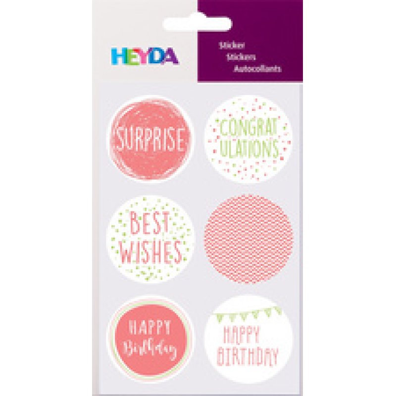 HEYDA Sticker rond "Birthday", diamètre: 40 mm