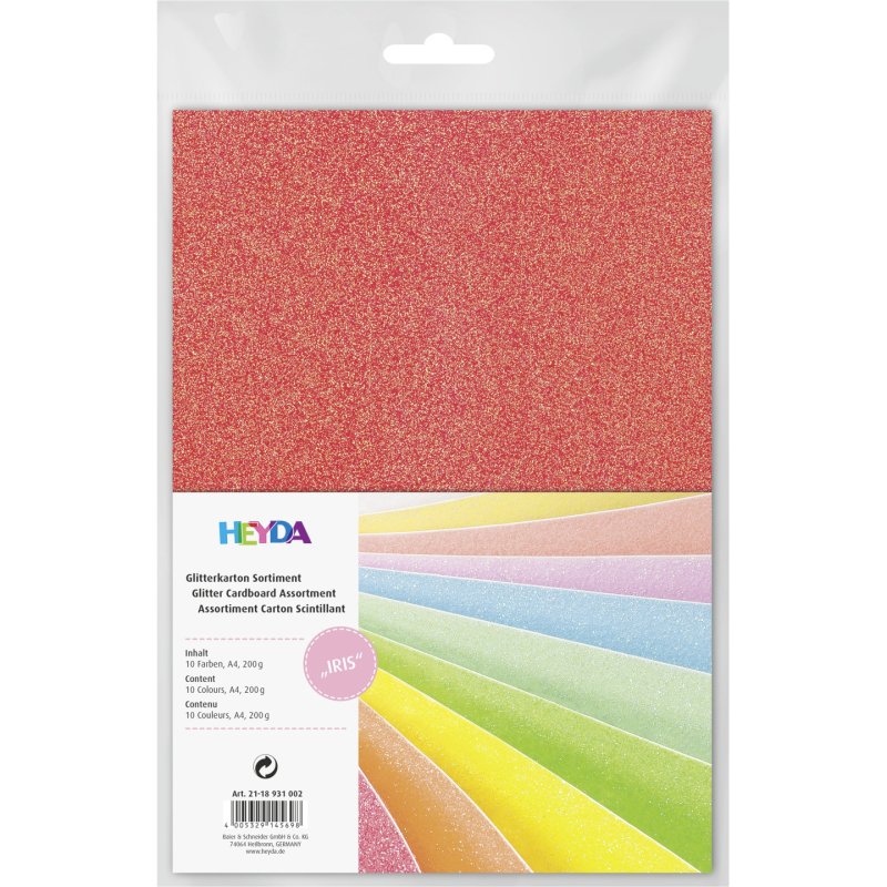 HEYDA Set cartons à paillettes "Iris", A4, 200 g/m2, par 10