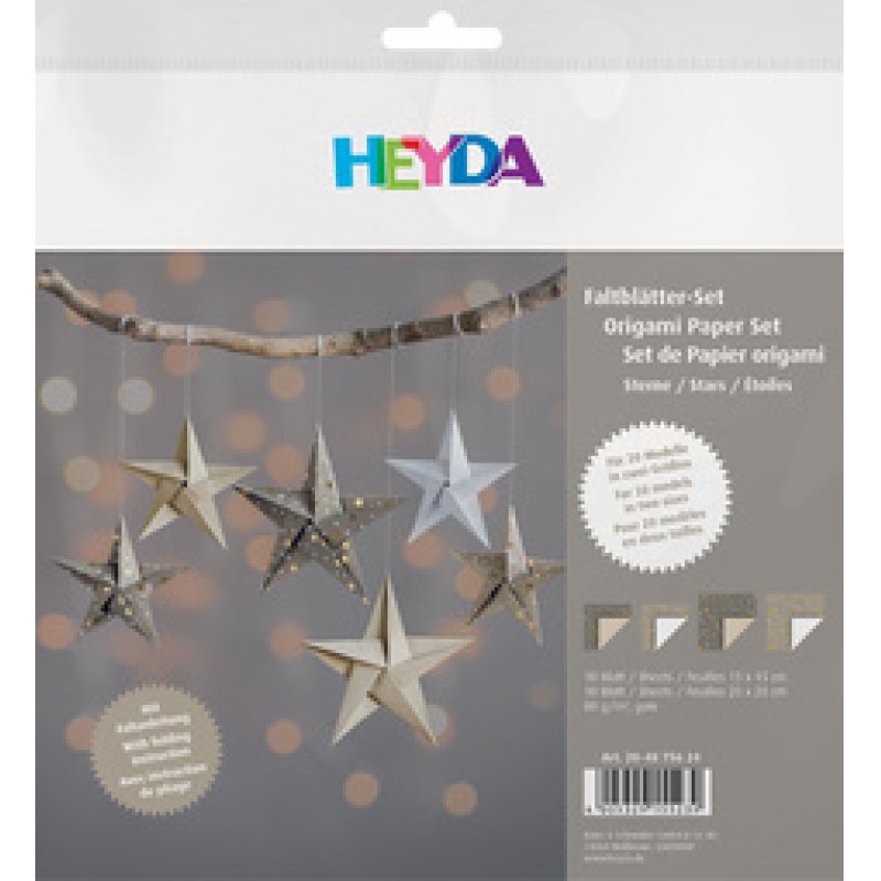 HEYDA Set de feuilles de papier à plier "Etoiles or"