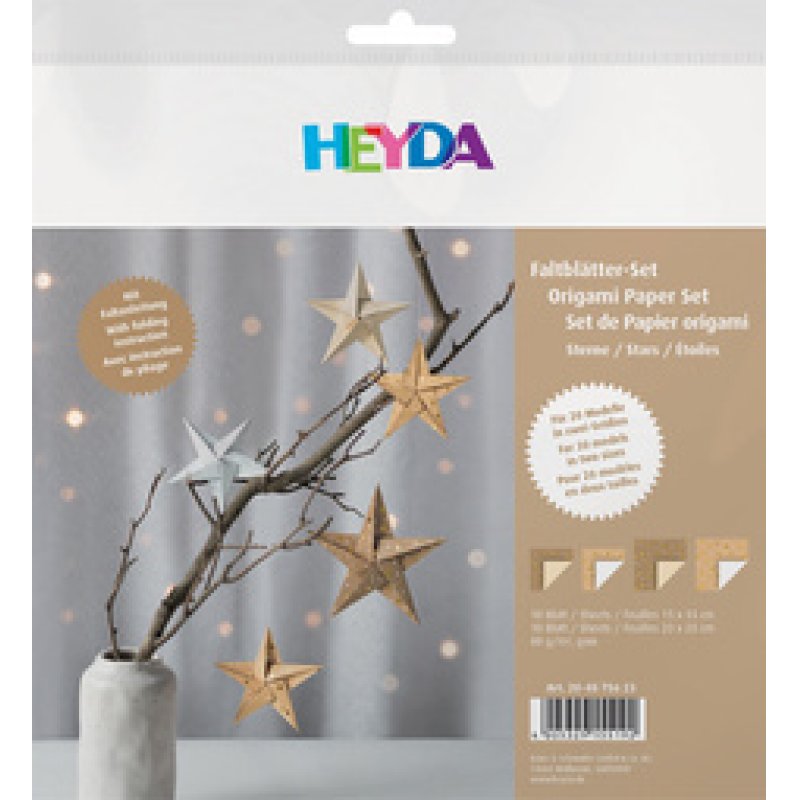 HEYDA Set de feuilles de papier à plier "Etoiles Stone"