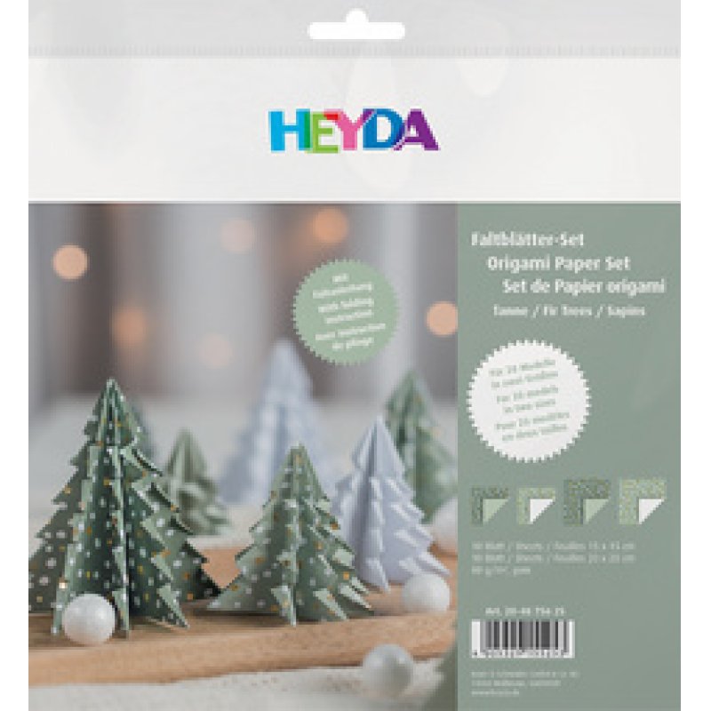 HEYDA Set de feuilles de papier à plier "Sapin stone"