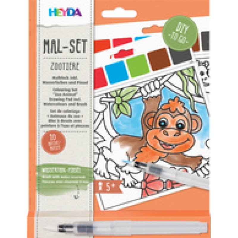 HEYDA Kit d'aquarelles "Dinosaure", 10 motifs