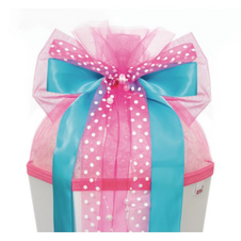 ROTH Ruban pour cornet scolaire "Pink Dots", bleu clair/rose