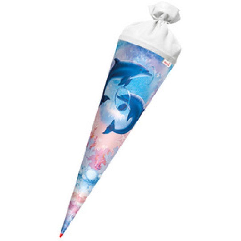 ROTH Schultüte "Delfine", rund, 700 mm, mit Effekt