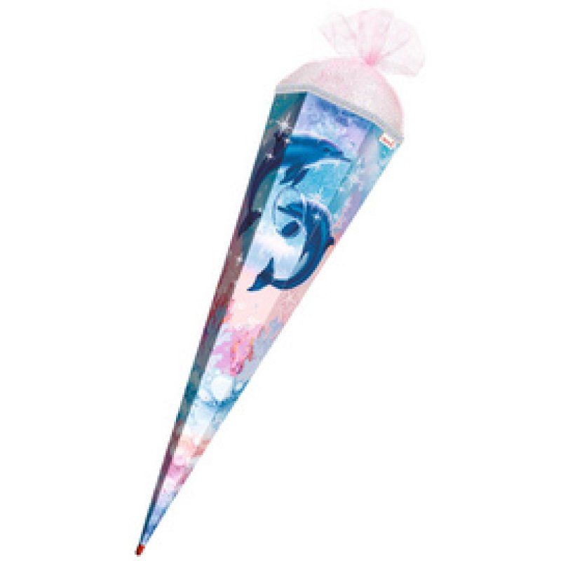 ROTH Schultüte "Delfine", rund, 700 mm, mit Effekt