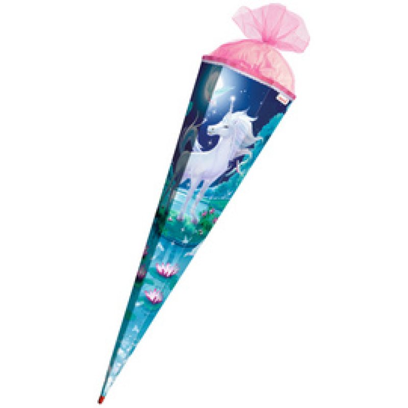 ROTH Schultüte "Mondscheineinhorn", rund, 700 mm, mit Effekt