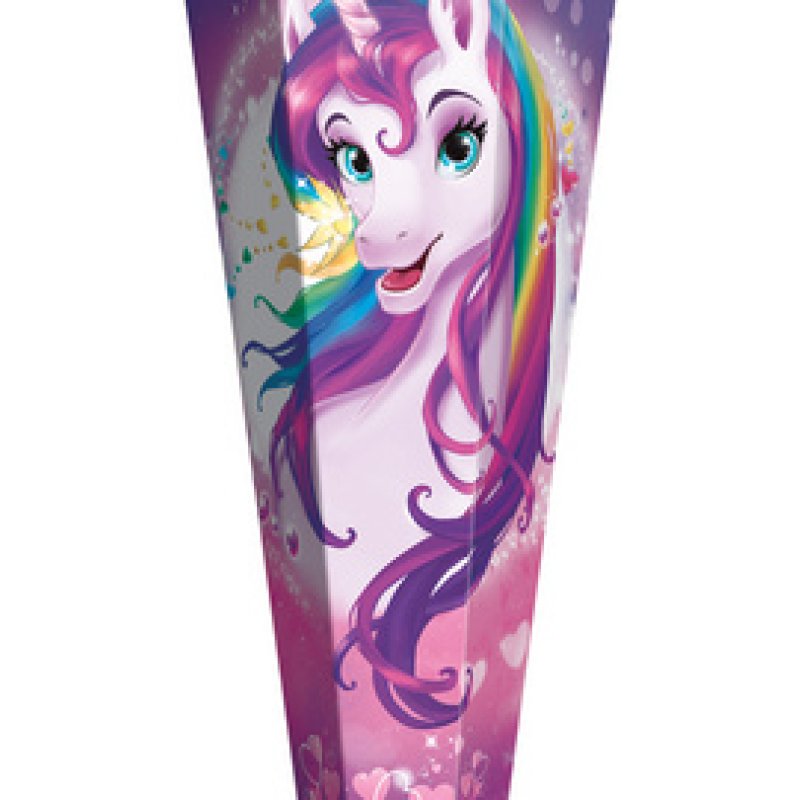 ROTH Schultüte "Einhornportrait, rund, 700 mm, Glitter