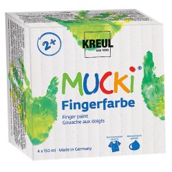 KREUL Gouache aux doigts "MUCKI", 150 ml, kit de 4