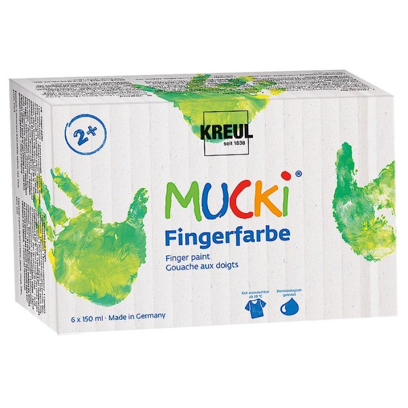 KREUL Gouache aux doigts "MUCKI", 150 ml, kit de 6