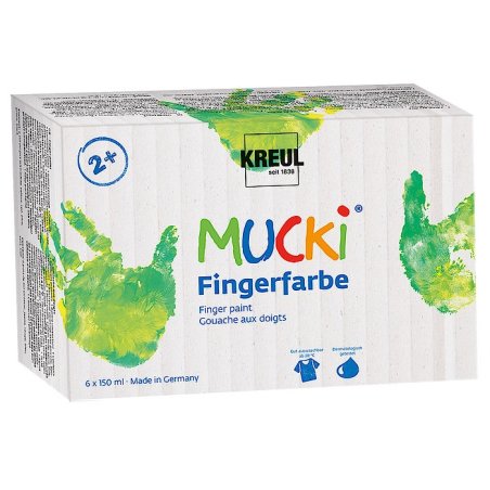 KREUL MUCKI washable finger paint Black, Blue, Green, Red, White, Yellow