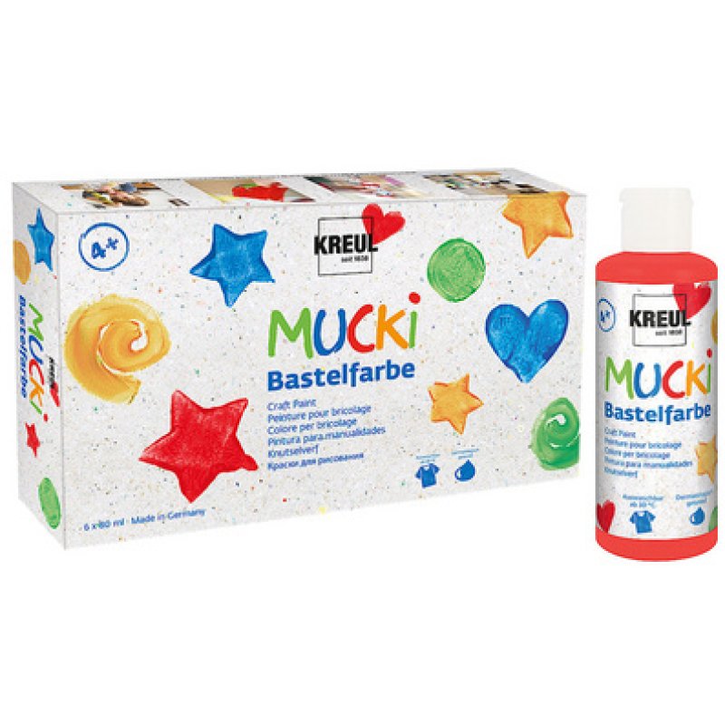 KREUL Peinture de bricolage "MUCKI", 80 ml, set de 6