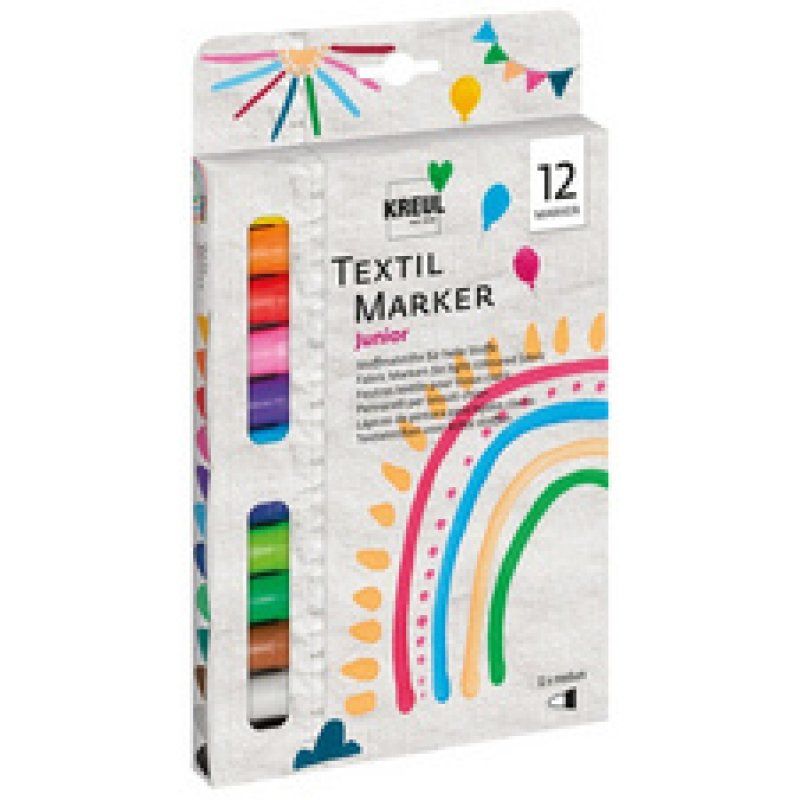 KREUL Marqueurs textiles medium "Junior", set de 12