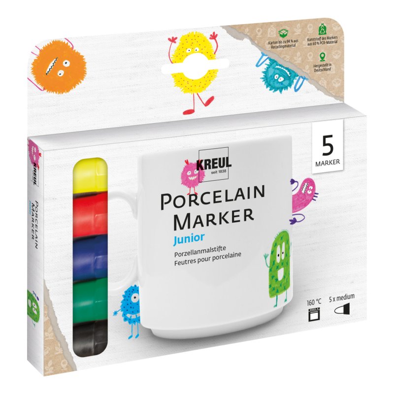 KREUL Marqueur pour porcelaine medium "Junior", set de 5