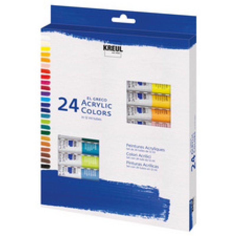 KREUL Peinture acrylique el Greco, 12 ml, set de 24