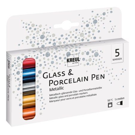 KREUL Glass & Porcelain Pen Metallic medium Set of 5