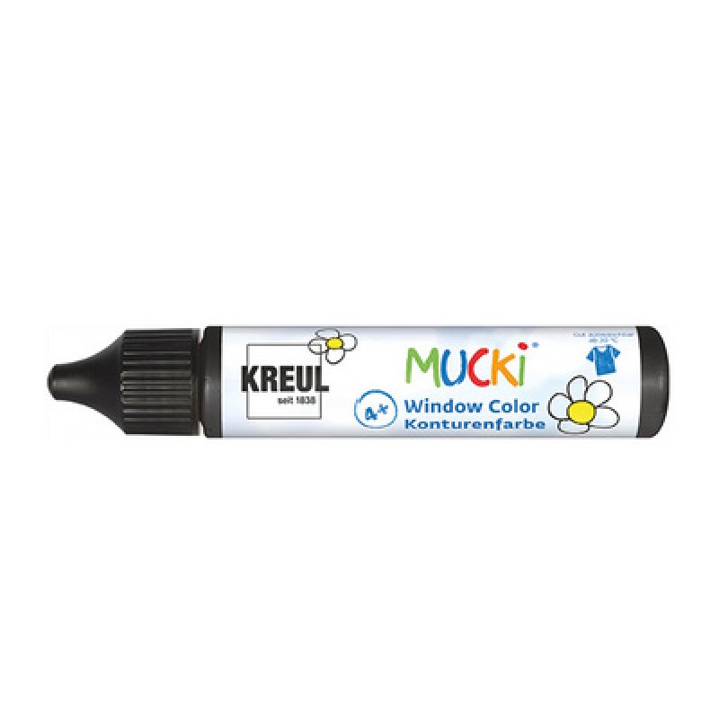 KREUL Window Color Peinture de contour Pen"MUCKI",noir,29 ml