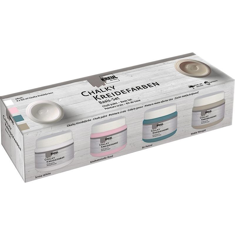 KREUL Peinture craie Chalky, set de base 4 x 150 ml