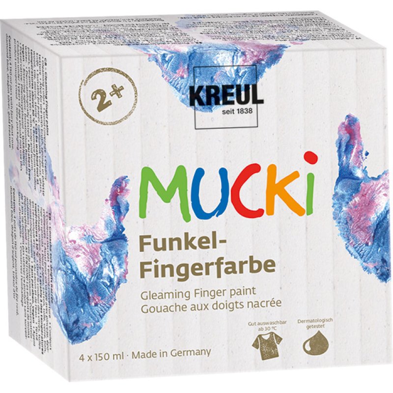 KREUL MUCKI washable finger paint Blue, Gold, Rose, Silver