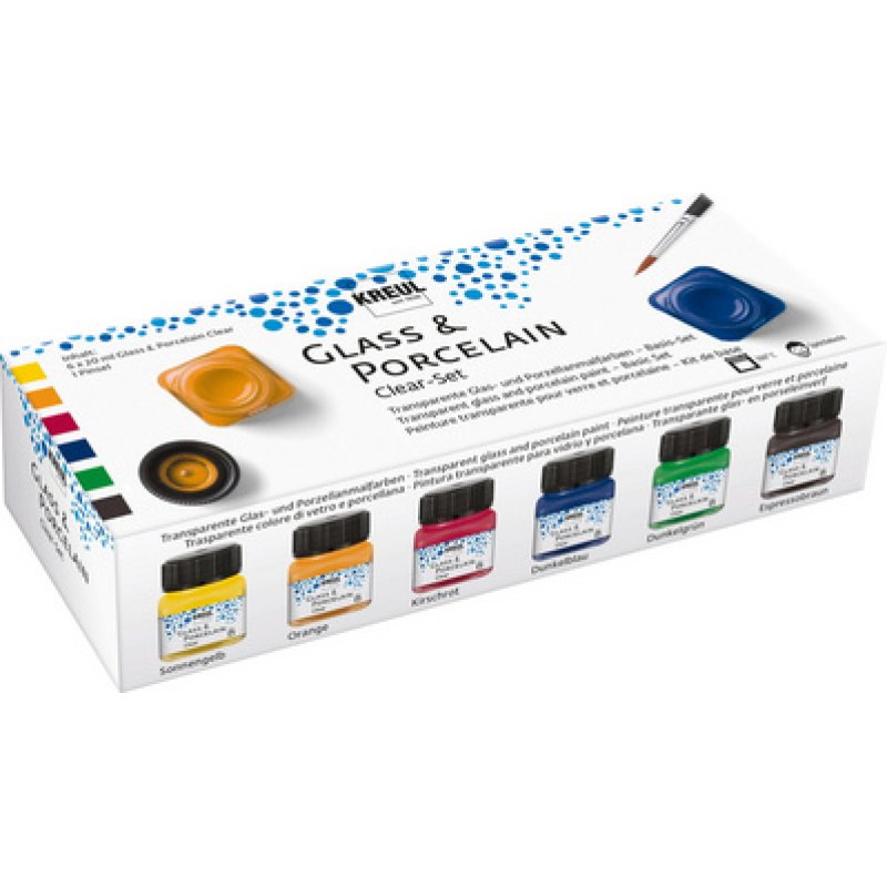 KREUL Peinture pour verre et porcelaine Clear, set 6 x 20 ml