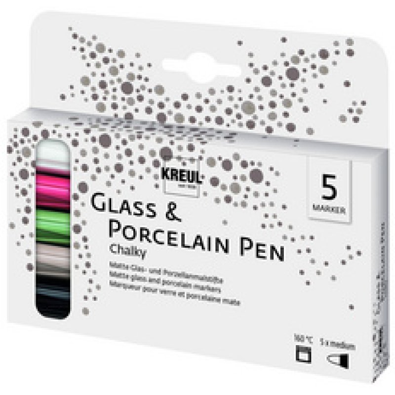 KREUL Marqueur Glass & Porcelain Pen Chalky, set de 5