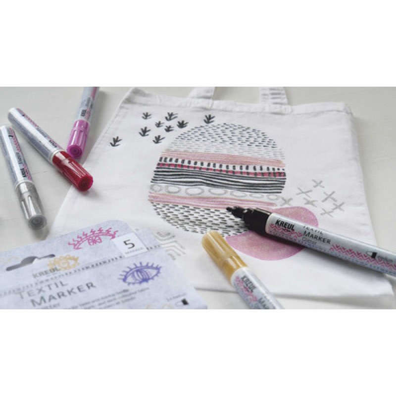 KREUL Feutre textile Glitter, set médium de 5