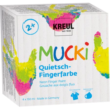KREUL Gouache aux doigts fluo "MUCKI", 150 ml, set de 4