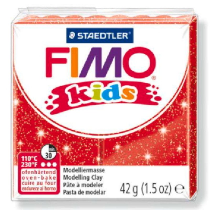 FIMO kids Pâte à modeler, à cuire, 42 g, rouge paillette