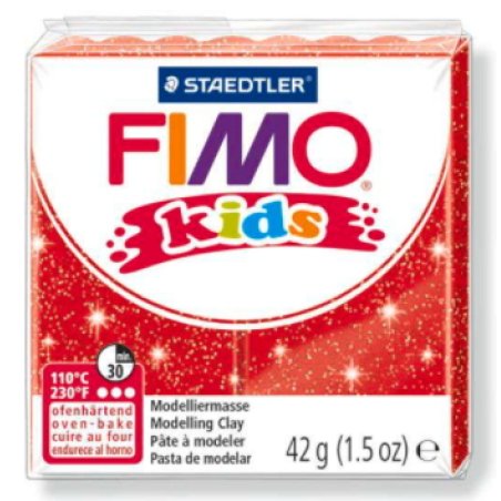 FIMO kids Pâte à modeler, à cuire, 42 g, rouge paillette