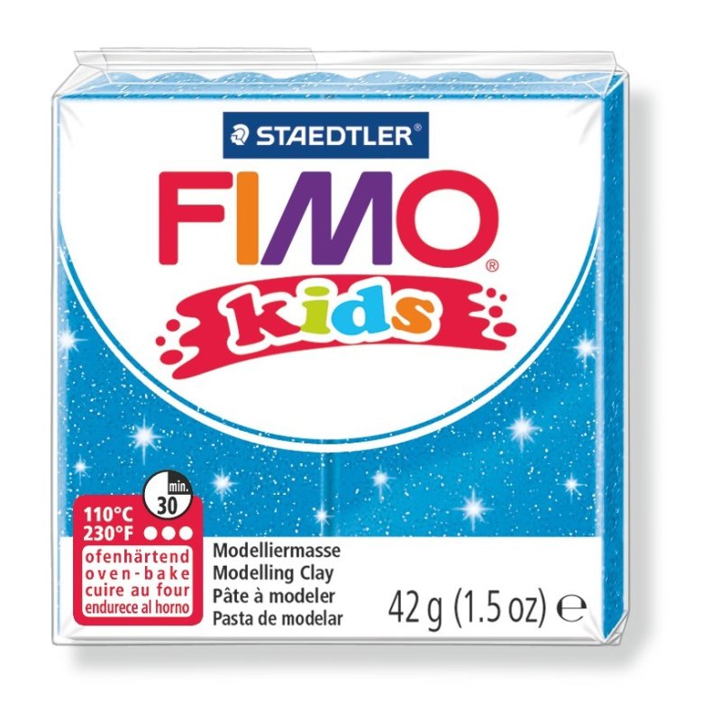 FIMO kids Pâte à modeler, à cuire, 42 g, bleu paillette