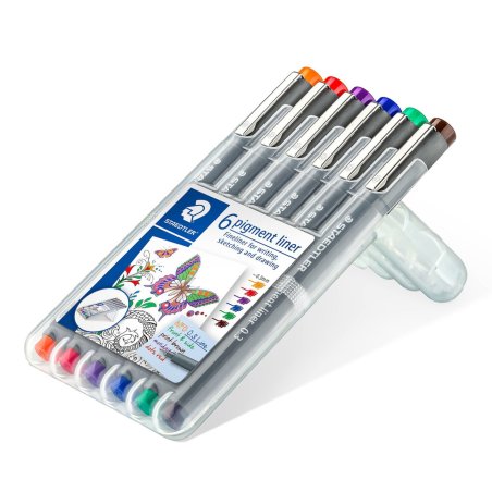 Staedtler Pigment Liner fineliner Fine Blue, Brown, Green, Orange, Red, Violet 6 pc(s)