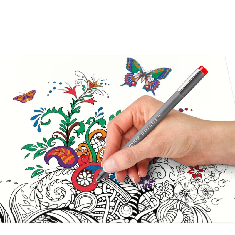 Staedtler Pigment Liner fineliner Fine Blue, Brown, Green, Orange, Red, Violet 6 pc(s)