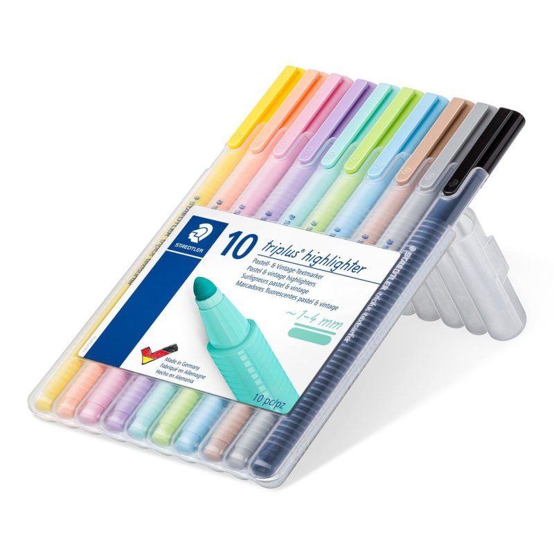 Staedtler 362 C marqueur 10 pièce(s) Pointe ogive Noir, Marron, Bleu clair, Gris clair, Citron vert, Menthe, Pêche,