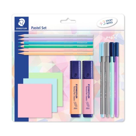 STAEDTLER Kit d'écriture pastel, avec 3 bloc-notes adhésifs