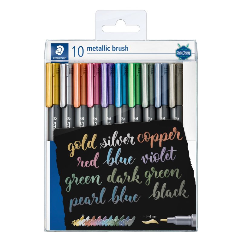STAEDTLER Feutre pinceau metallic brush, étui de 10