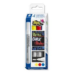 Staedtler Lumocolor chalk marker Bullet Blue, Red, White, Yellow 4 pc(s)