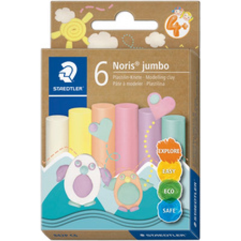 STAEDTLER Pâte à modeler plastiline Noris jumbo, 6 couleurs