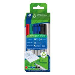 Staedtler Lumocolor Non-Permanent marker 6 pc(s) Black, Blue, Green, Red