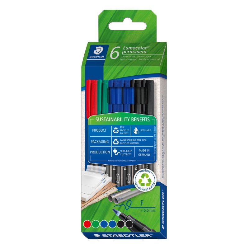 STAEDTLER Lumocolor Marqueur permanent 318F, boite de 6