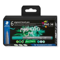 Staedtler Pigment Arts Brush Pen Greens & Turquoises stylo-feutre Vert, Turquoise 6 pièce(s)