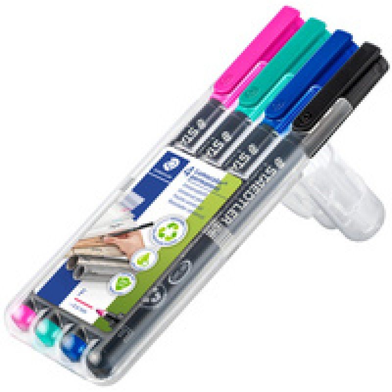 STAEDTLER Marqueur permanent 318F Lumocolor, étui de 4, noir