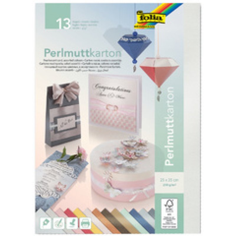 folia Carton nacré, (L)250 x (H)350 mm, 13 feuilles
