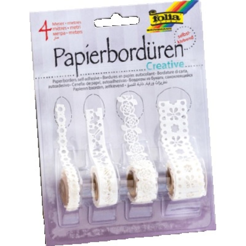 folia Bordures en papier "Creative", autocollant, blanc