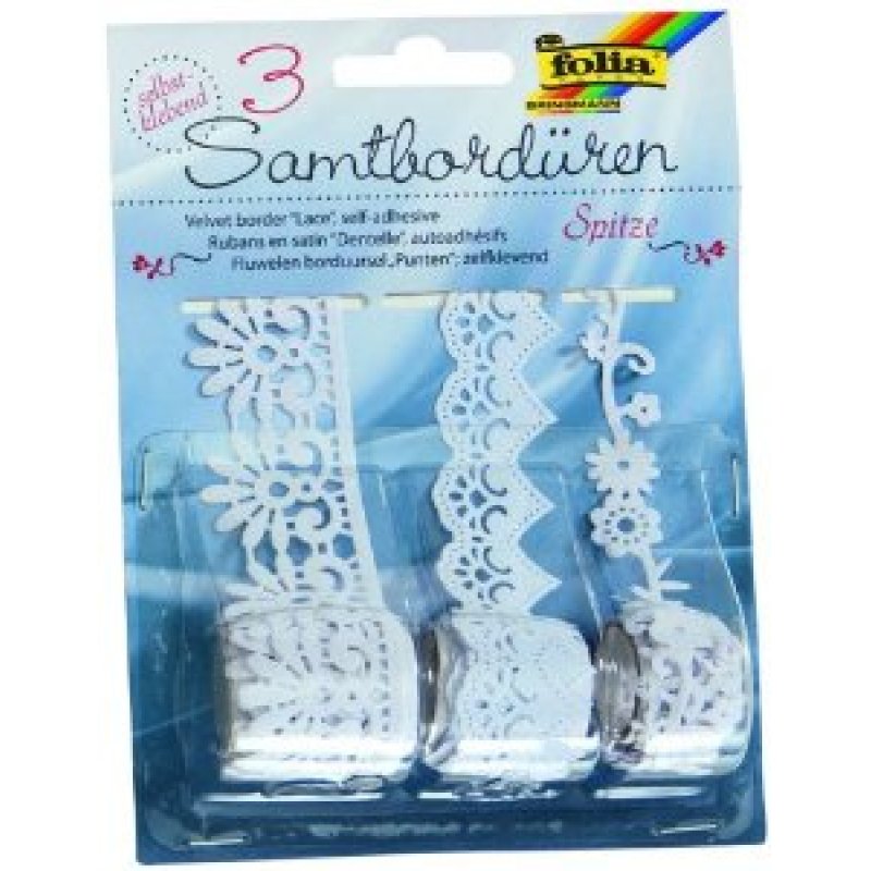 Folia Velour Ribbon decorative sticker White