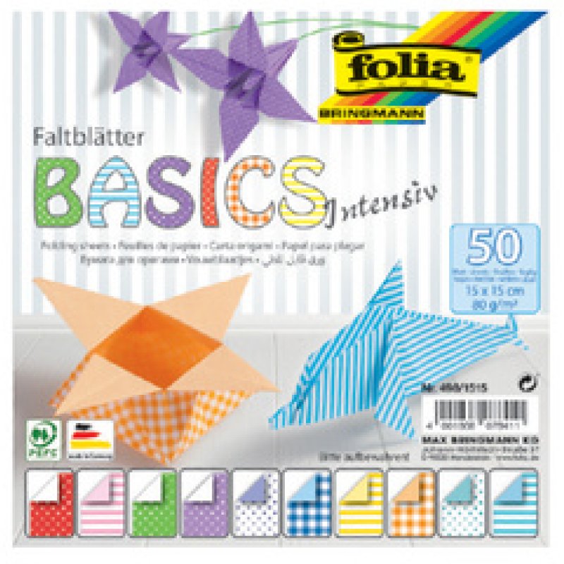 folia Papiers pour le pliage "Basic Intensiv", 150 x 150 mm