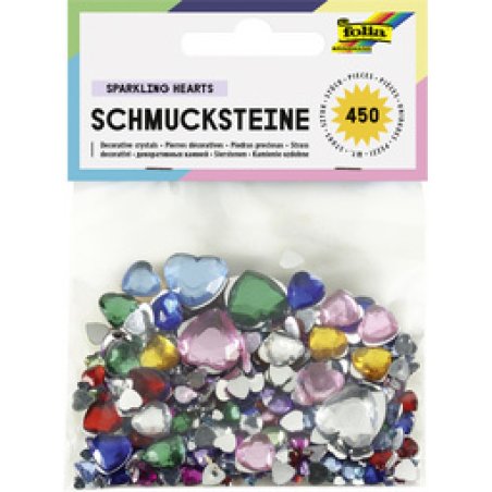 folia Pierres precieuses "coeurs" assorti tailles / couleurs