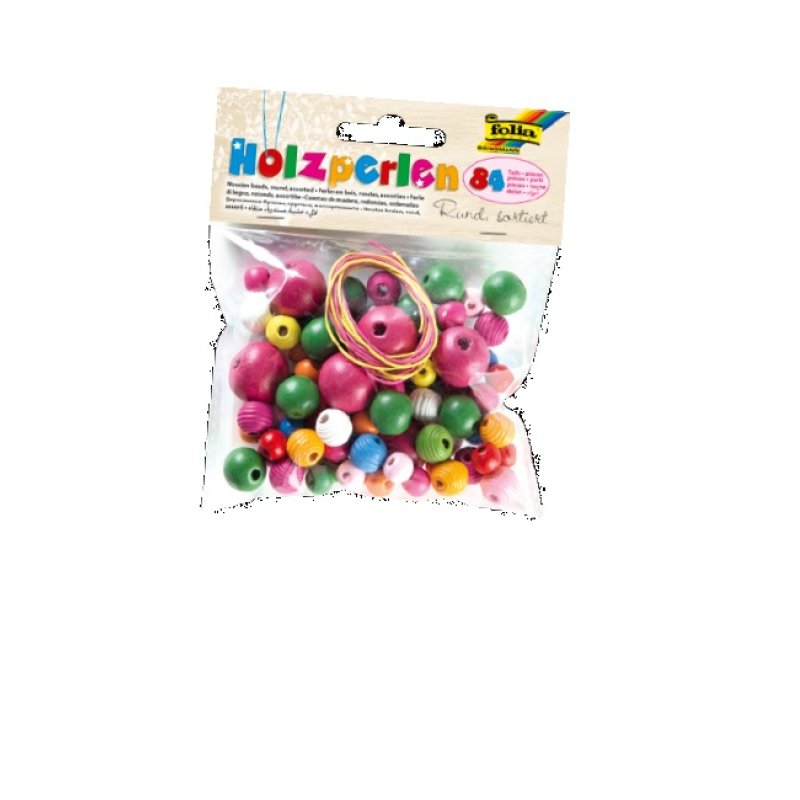 folia Perles en bois, rond, assorti en taillles et couleurs